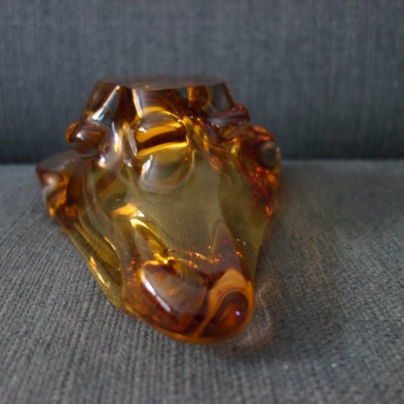 Glass Amber Color Ash Tray - Picture 7 of 11